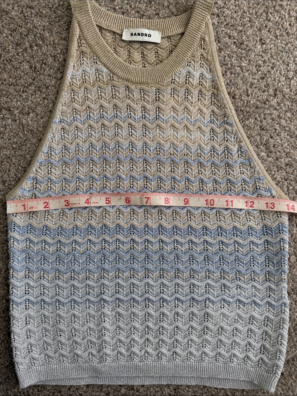 Sandro Knit Halter Tank shimmer gold and blue - Picture 7 of 8